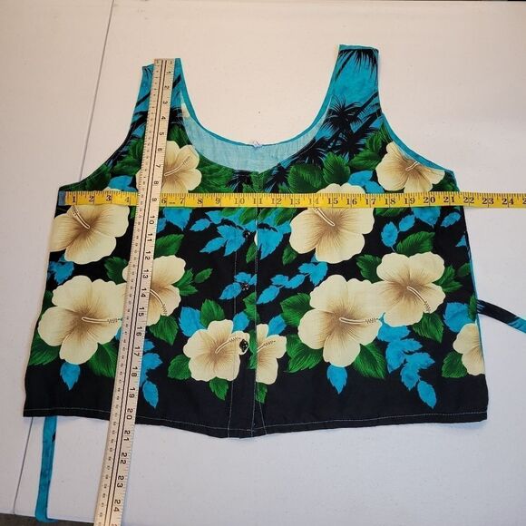 Thai Two Vintage Wrap Skirt and Tank Set Blue Tropical Hawaiian Women's - Picture 12 of 16